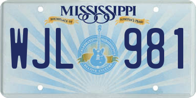 MS license plate WJL981