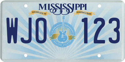 MS license plate WJO123