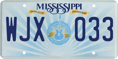 MS license plate WJX033