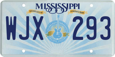 MS license plate WJX293