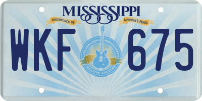 MS license plate WKF675