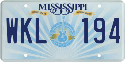MS license plate WKL194