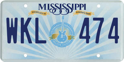 MS license plate WKL474