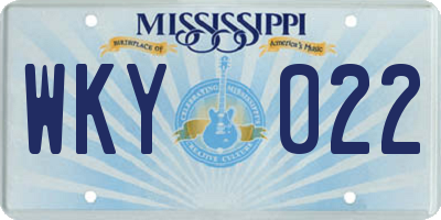 MS license plate WKY022