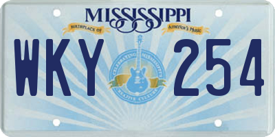 MS license plate WKY254