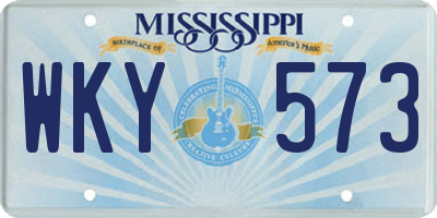 MS license plate WKY573