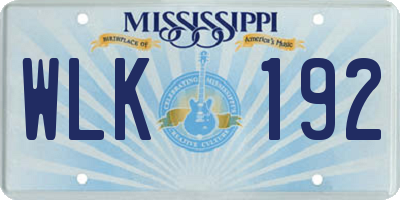 MS license plate WLK192