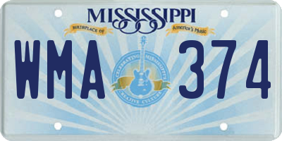 MS license plate WMA374