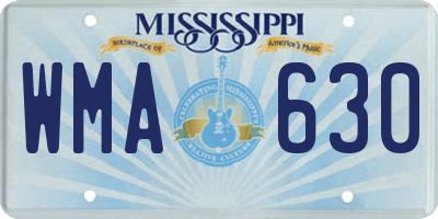 MS license plate WMA630