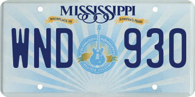 MS license plate WND930