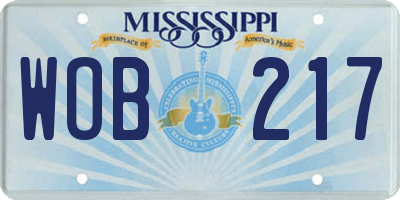 MS license plate WOB217