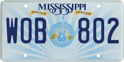 MS license plate WOB802