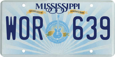 MS license plate WOR639