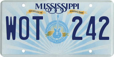 MS license plate WOT242