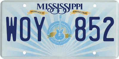 MS license plate WOY852
