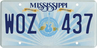 MS license plate WOZ437