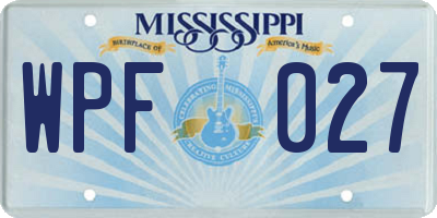 MS license plate WPF027