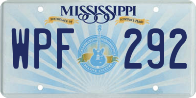 MS license plate WPF292