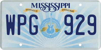 MS license plate WPG929