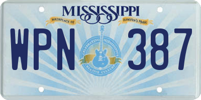 MS license plate WPN387