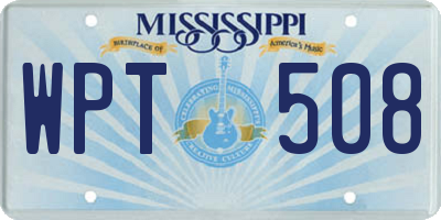 MS license plate WPT508
