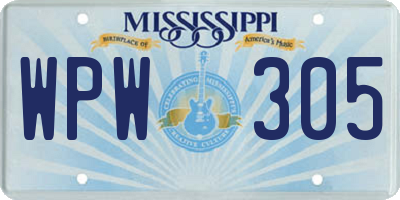 MS license plate WPW305