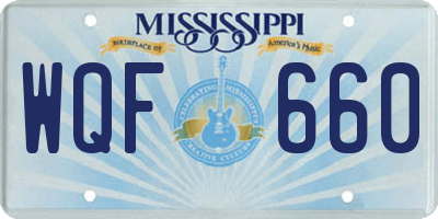MS license plate WQF660