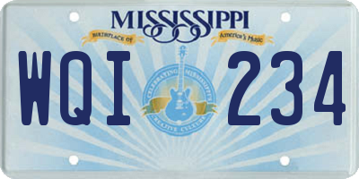 MS license plate WQI234