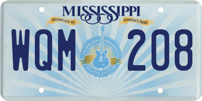 MS license plate WQM208