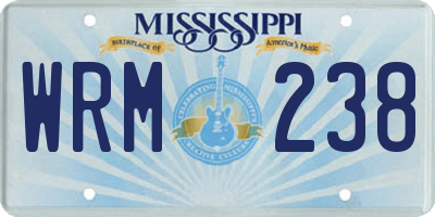 MS license plate WRM238