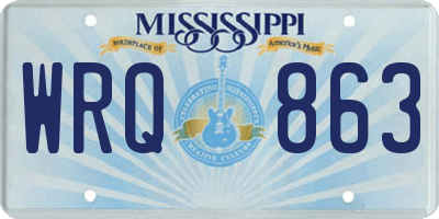 MS license plate WRQ863