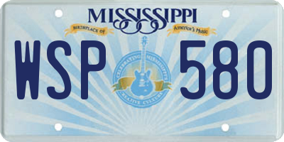 MS license plate WSP580