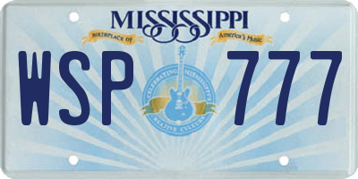MS license plate WSP777