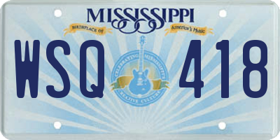 MS license plate WSQ418