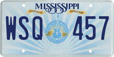MS license plate WSQ457