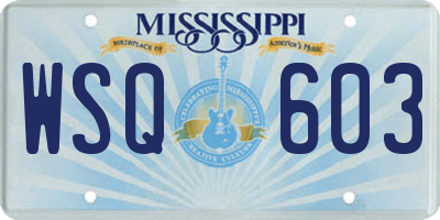 MS license plate WSQ603