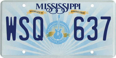 MS license plate WSQ637