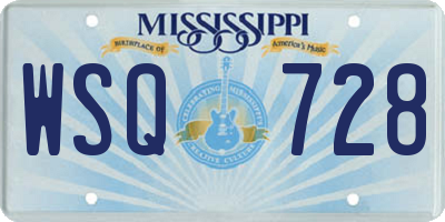 MS license plate WSQ728