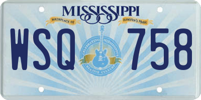 MS license plate WSQ758