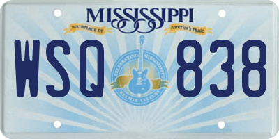 MS license plate WSQ838