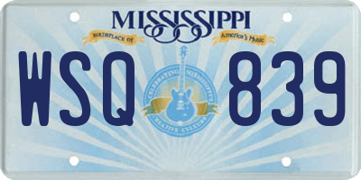 MS license plate WSQ839