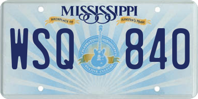 MS license plate WSQ840
