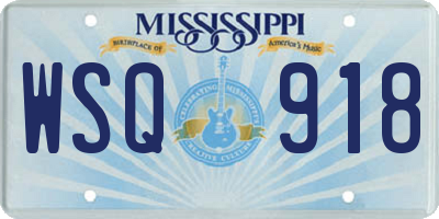 MS license plate WSQ918