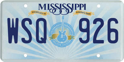 MS license plate WSQ926