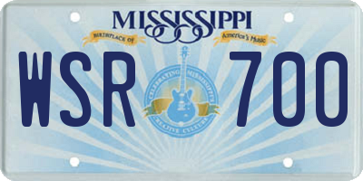 MS license plate WSR700