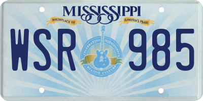 MS license plate WSR985