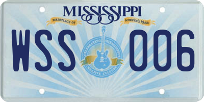 MS license plate WSS006