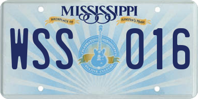 MS license plate WSS016