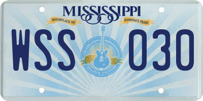 MS license plate WSS030