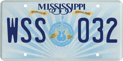 MS license plate WSS032